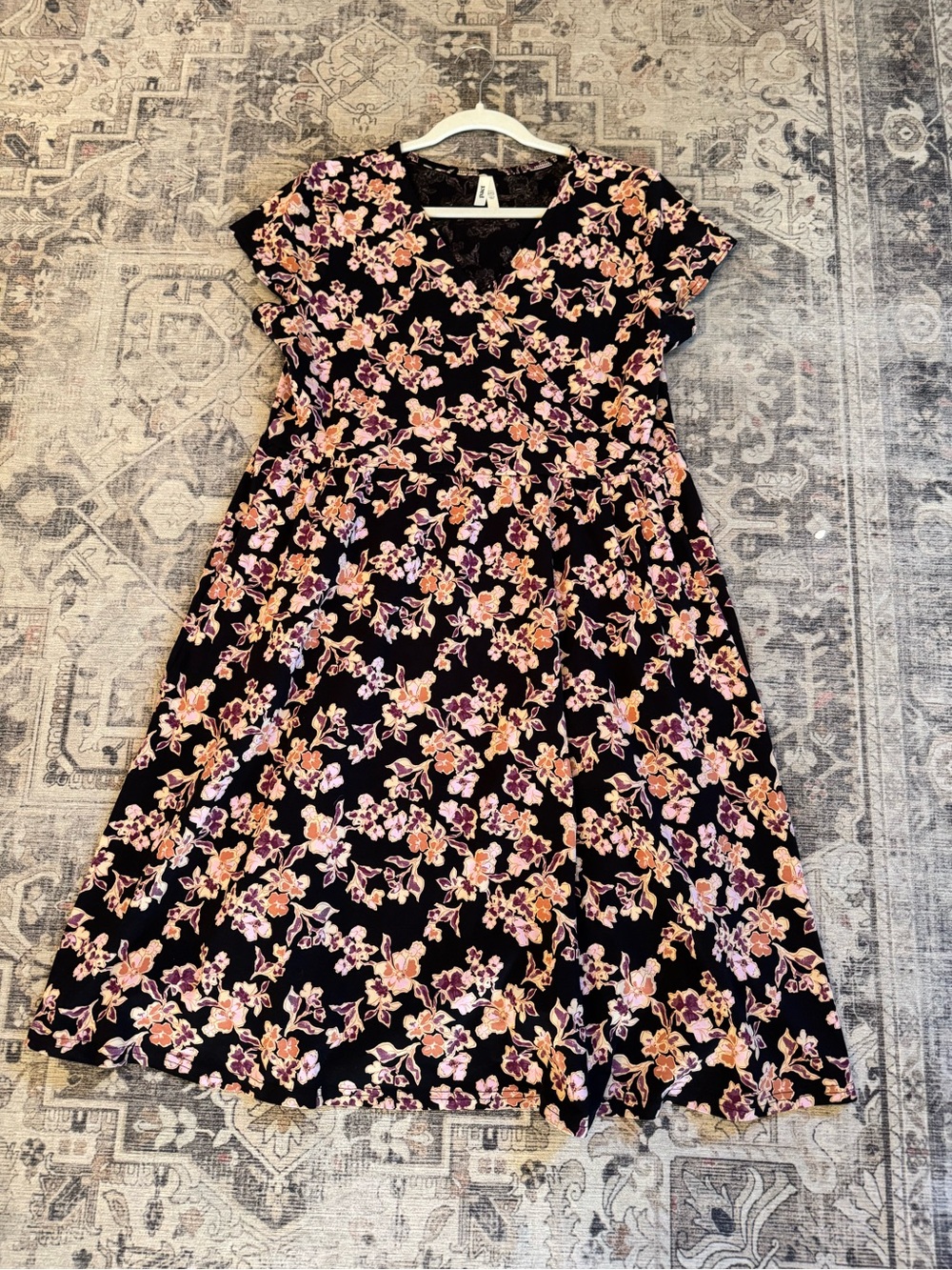 Pact Fit & Flare Crossover Organic Cotton, Floral Dress, Size XXL - Picture 5 of 11